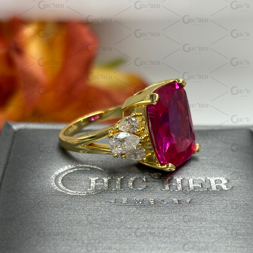 7ct Cushion Cut Pink Sapphire Engagement Ring