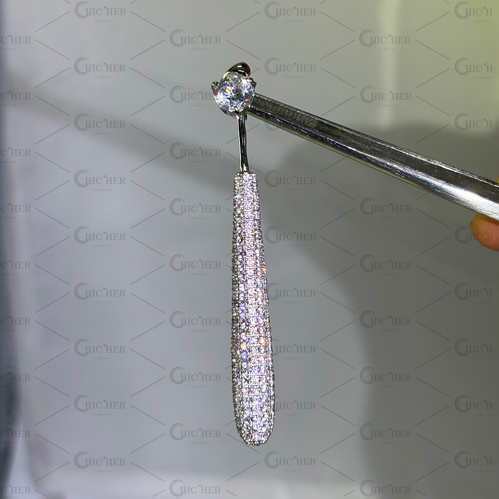 Stunning Round Brilliant Cut White Sapphire Dangle Earrings