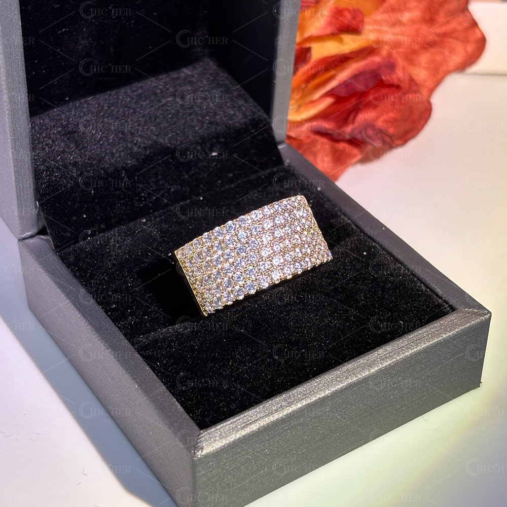 Pave Setting 3.8ct Round Cut White Sapphire Wedding Band For Men