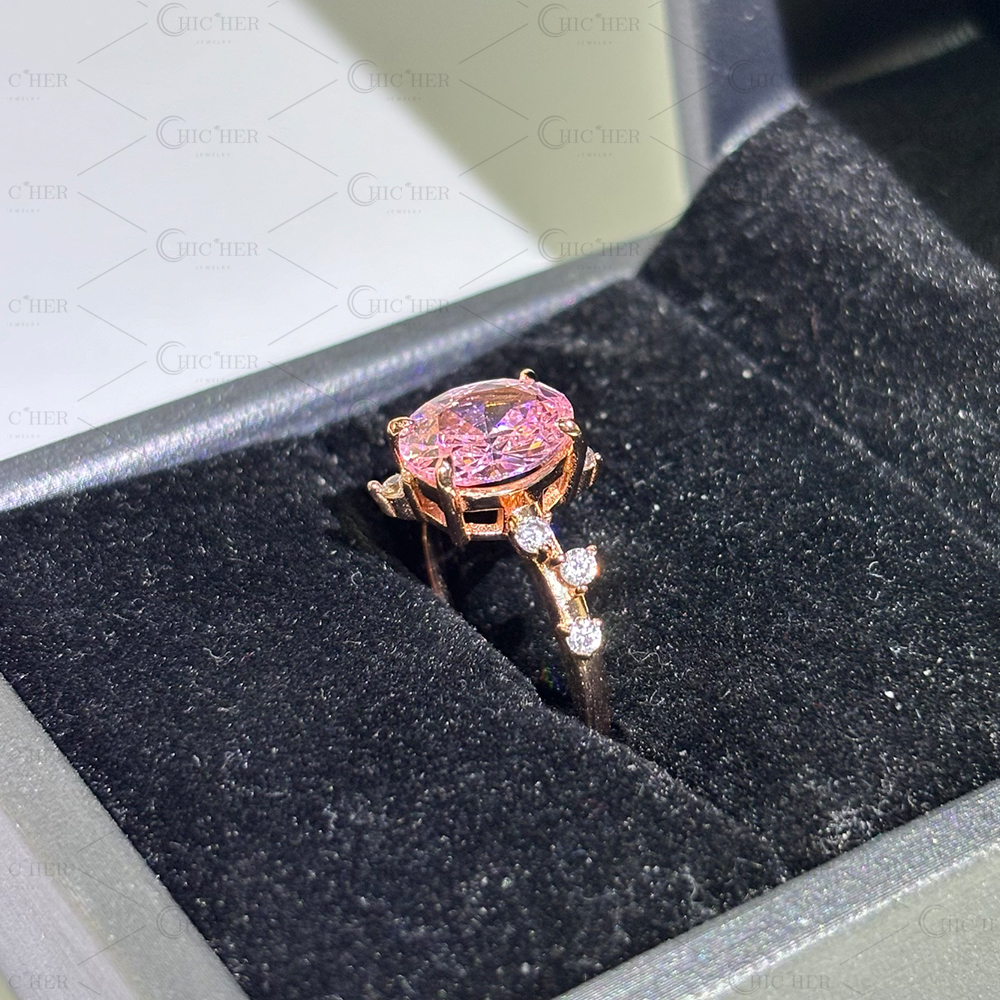 3ct Oval Cut Pink Sapphire Engagement Ring