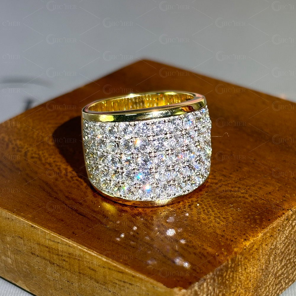 6.85ct Micro Pave Setting Round Cut White Sapphire Wedding Ring