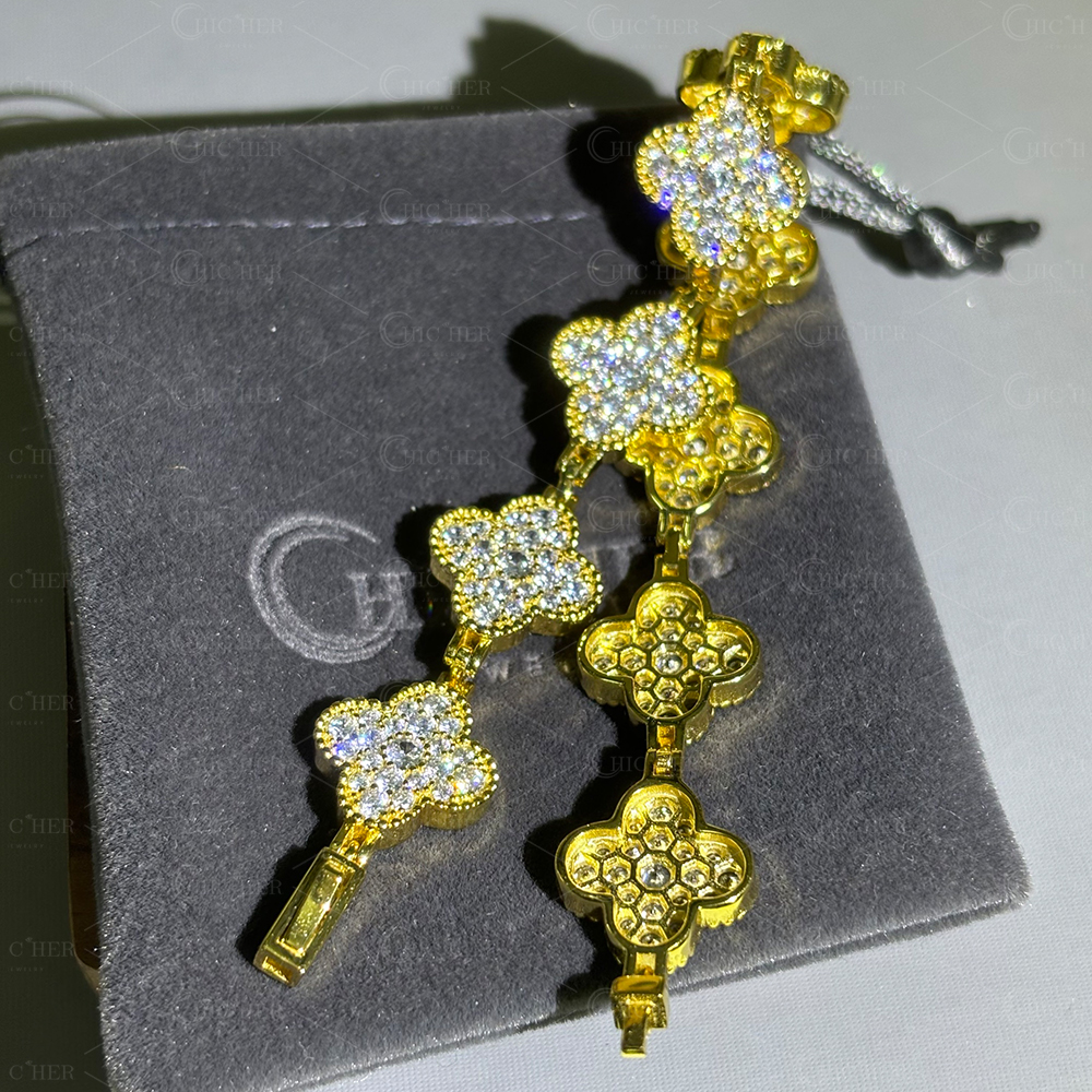 Four Leaf Clover White Sapphire Bracelet for Men