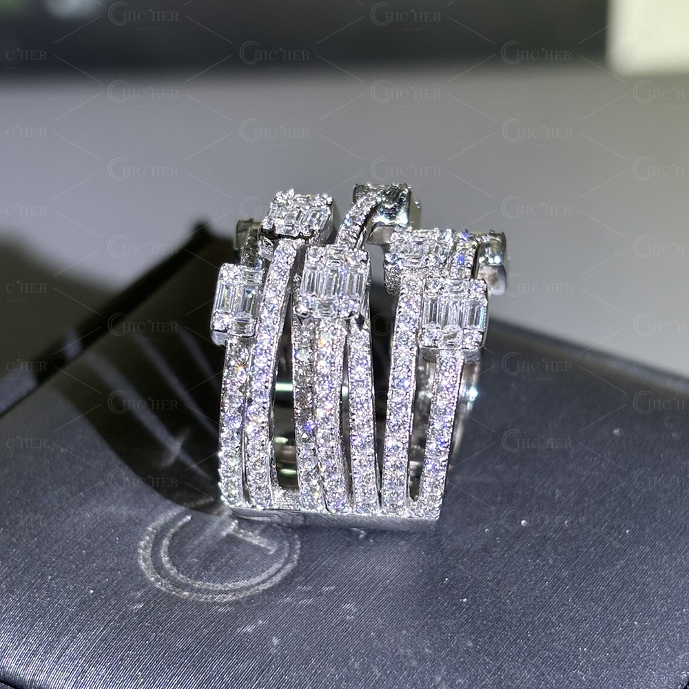 Fahion 2.25ct Multi-row White Sapphire Wedding Band