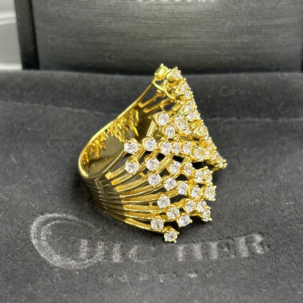 Branch Design 2.9ct Round Cut White Sapphire Open Band