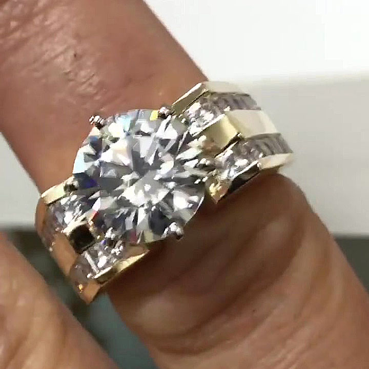 3ct Channel Setting  Round Cut Engagement Ring