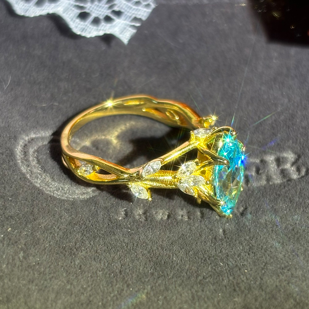 5ct Marqiuse Cut Aquamarine Sapphire Engagement Ring