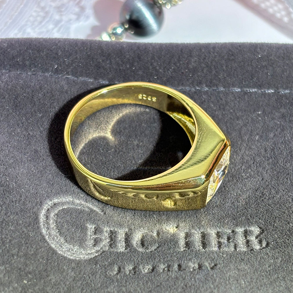 5ct Radiant Cut White Sapphire Men's Engagement Ring