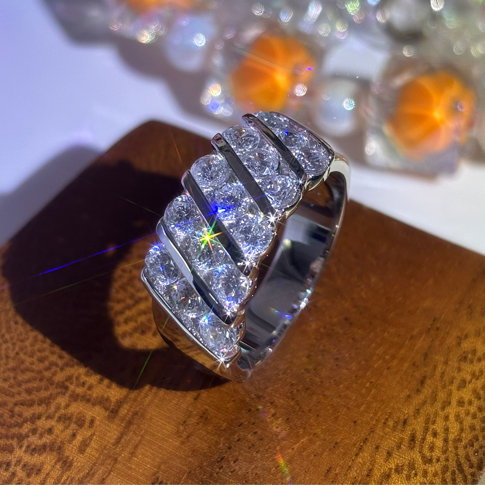 7.5ct Channel Setting  Round Cut White Sapphire Eternity Ring