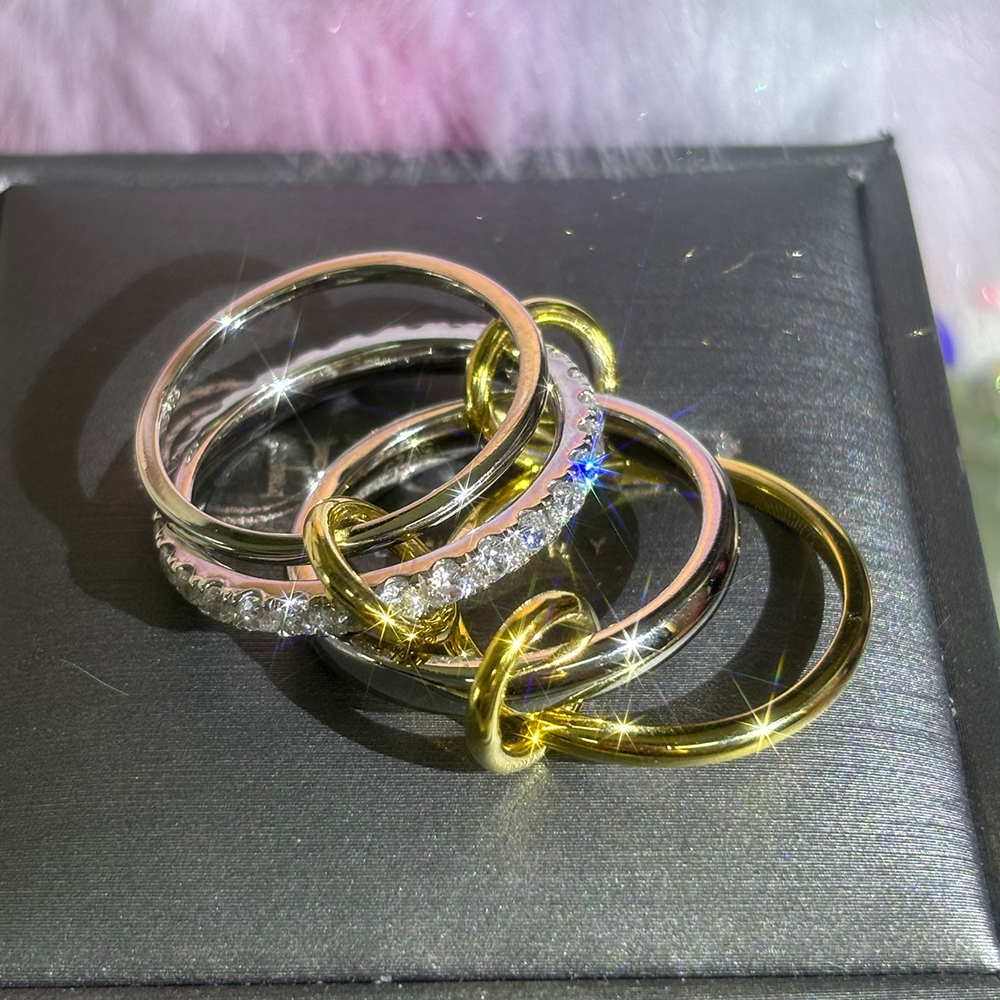 1.05ct Round Cut White Sapphire Stacking Rings