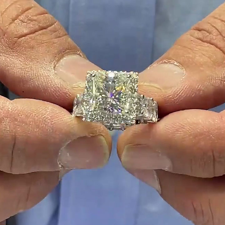 4ct Princess Cut White Sapphire Engagement Ring