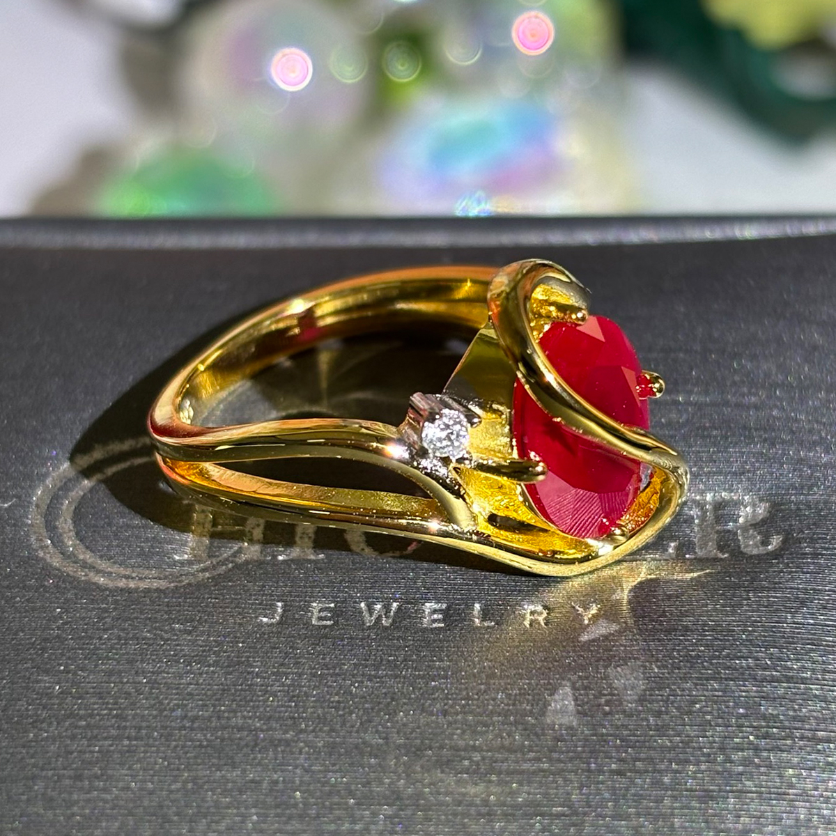 2ct Oval Cut Ruby Sapphire Engagement Ring