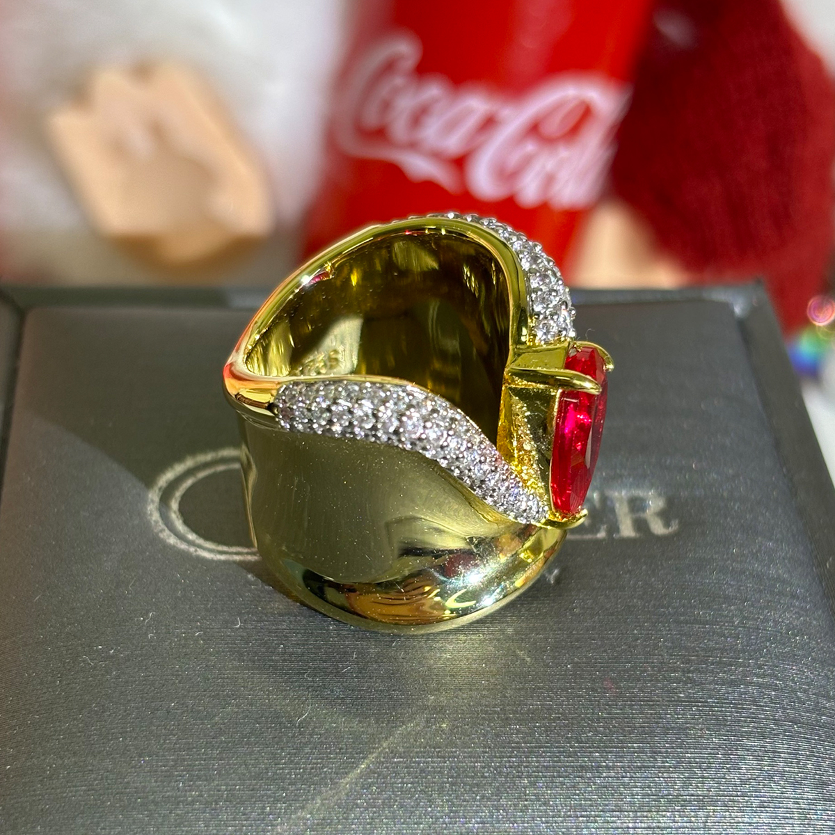 Luxury 3ct Pear Cut Ruby Sapphire Cocktail Ring