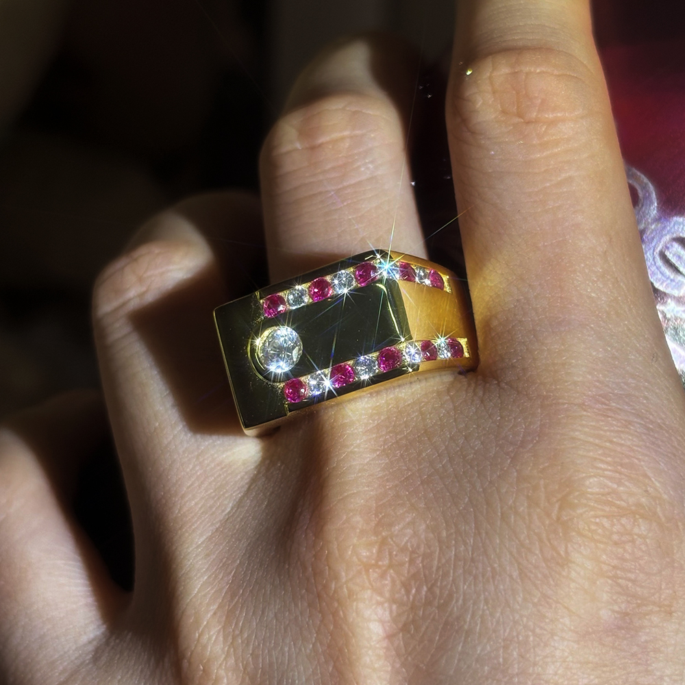 Art Deco 0.5ct Round Cut White Sapphire Men's Engagement Ring