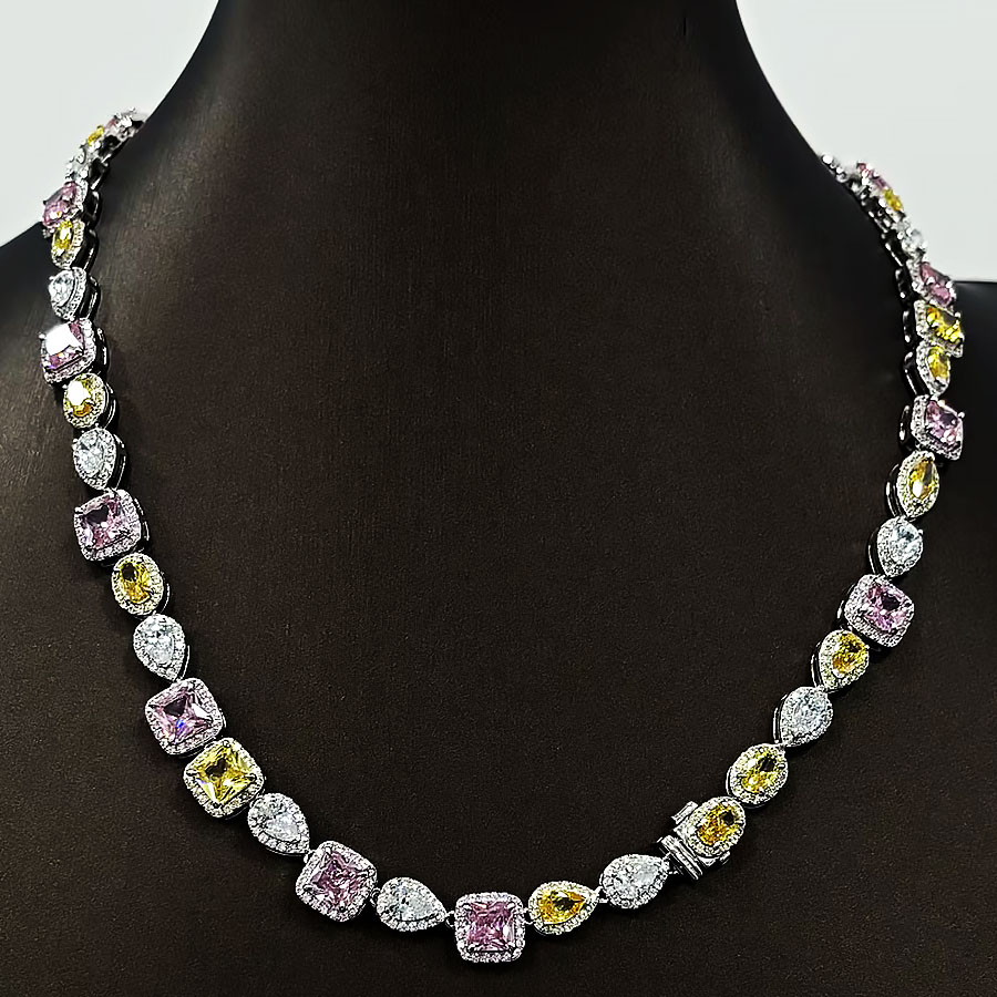 Multi-cut Rainbow Sapphire Necklace