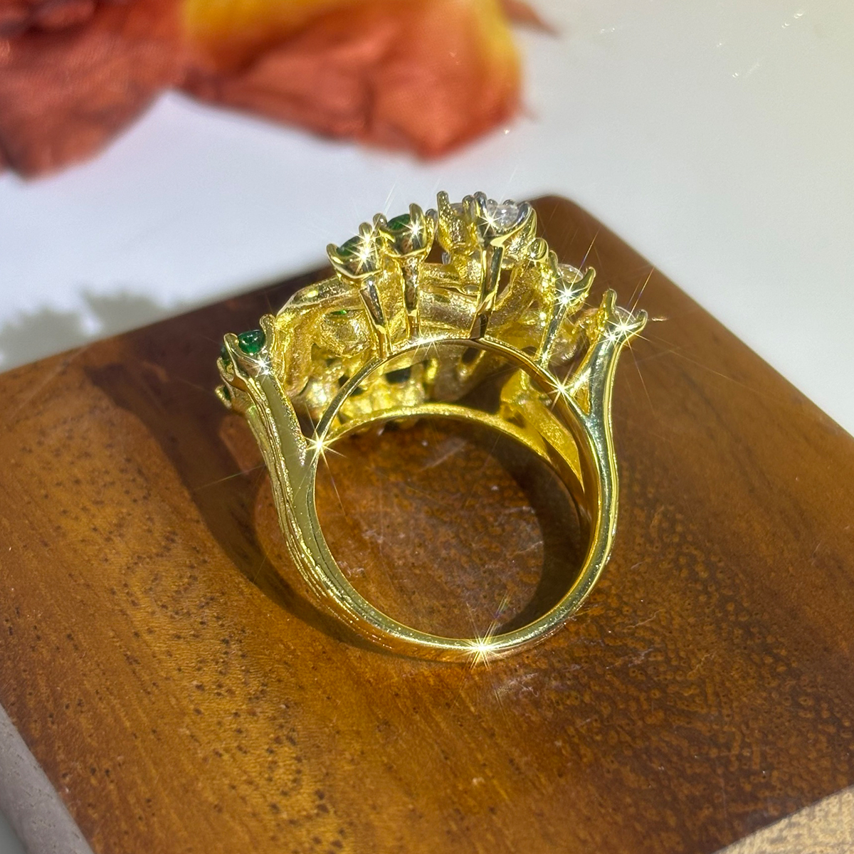 Antique diamond& Emerald Cocktail Ring