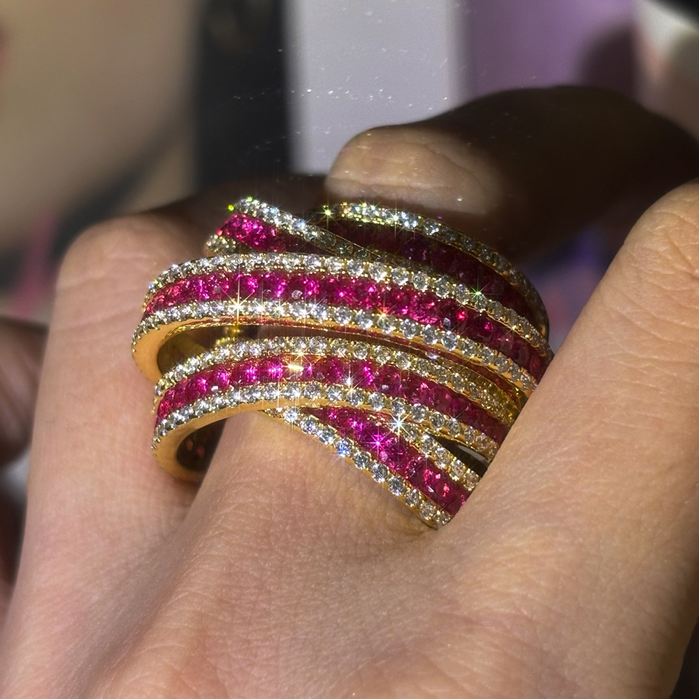 4.35ct Bypass Design Ruby Eternity Ring