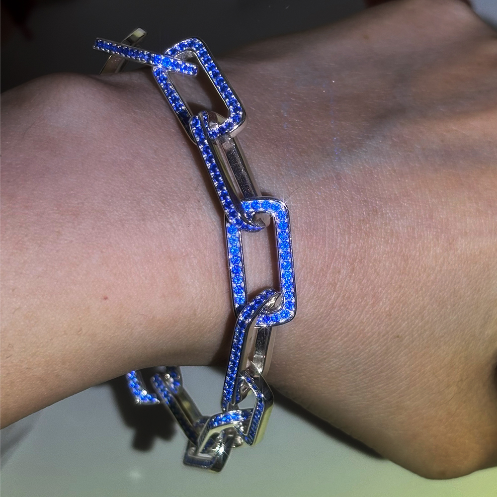 Blue Sapphire Toggle Lock Chain bracelet  