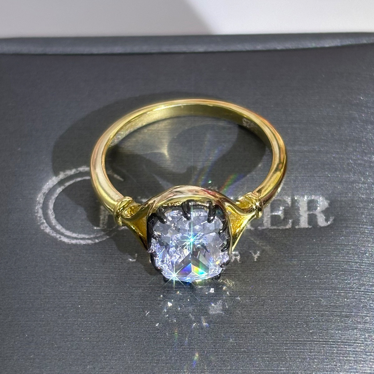 Vintage Design 3ct Cushion Cut White Sapphire Engagement Ring