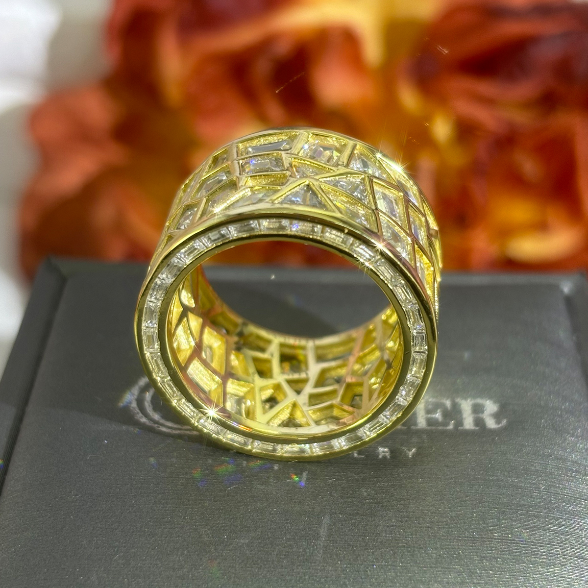 4.8ct Irregular Cut  White Sapphire Band for Men