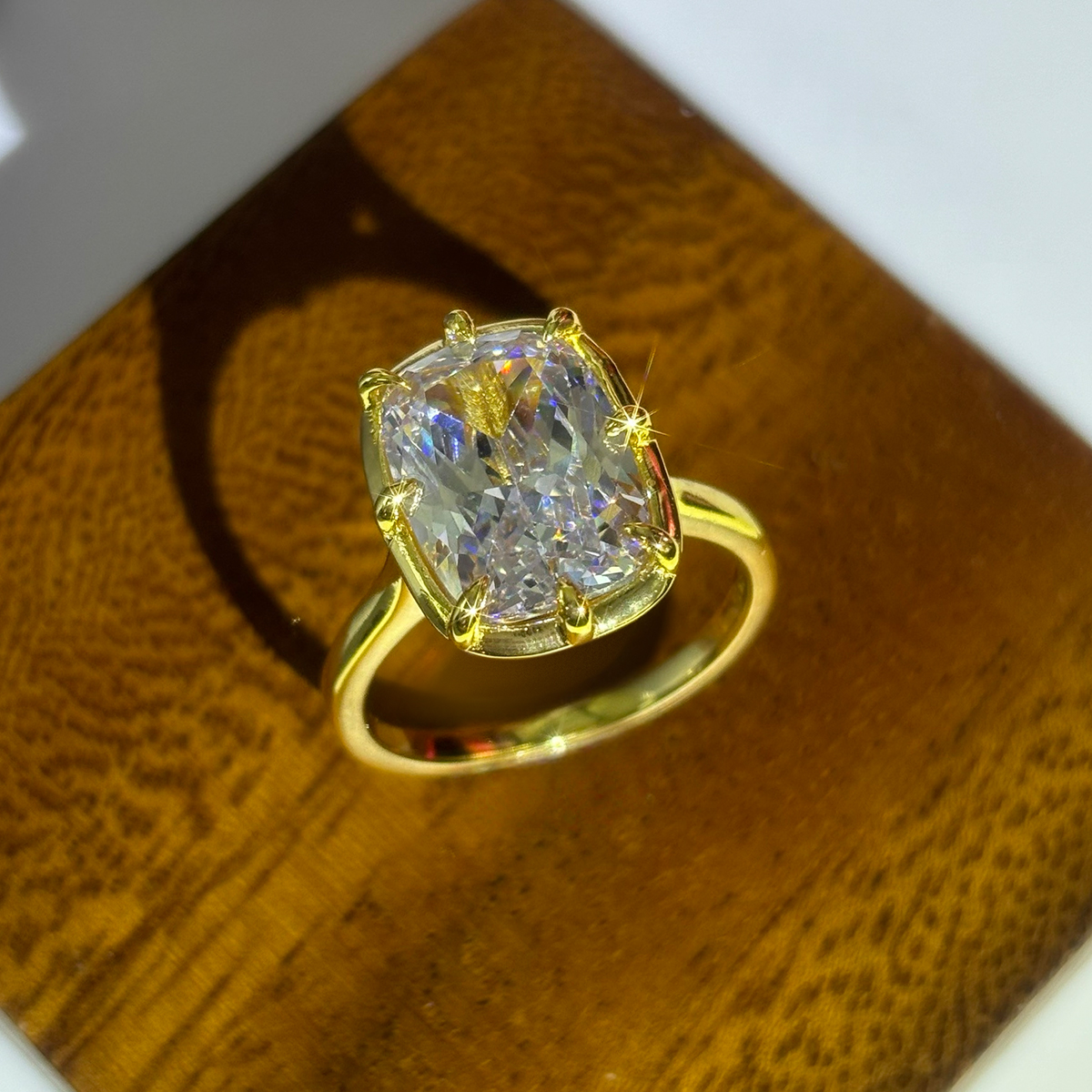 3ct Cushion Cut White Sapphire Solitaire Ring