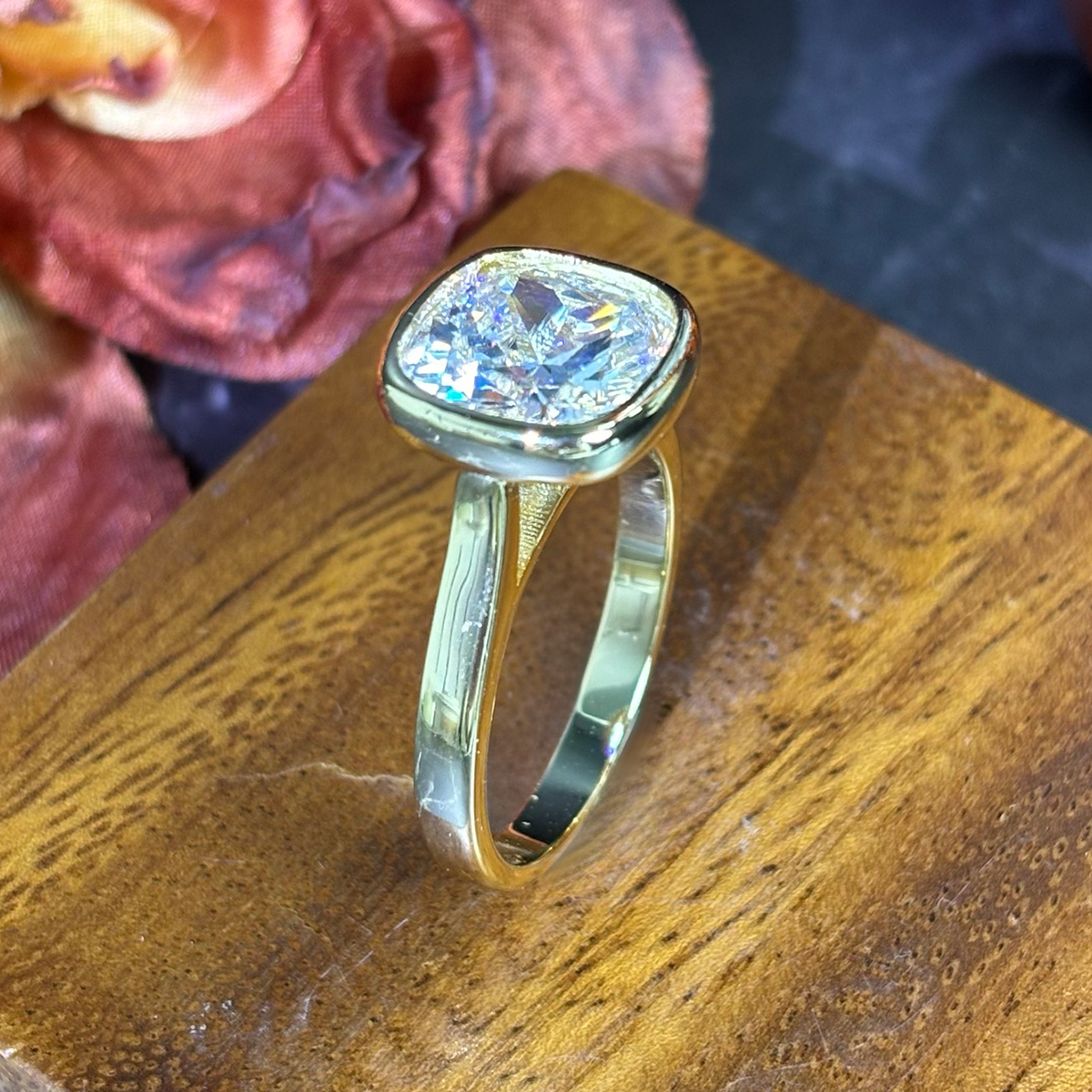 5ct Cushion Cut White Sapphire Solitaire Ring