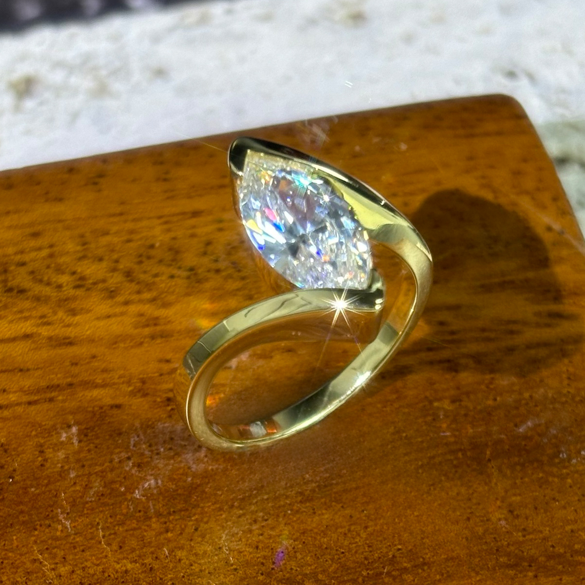 3ct Marquise Cut White Sapphire Engagement Ring