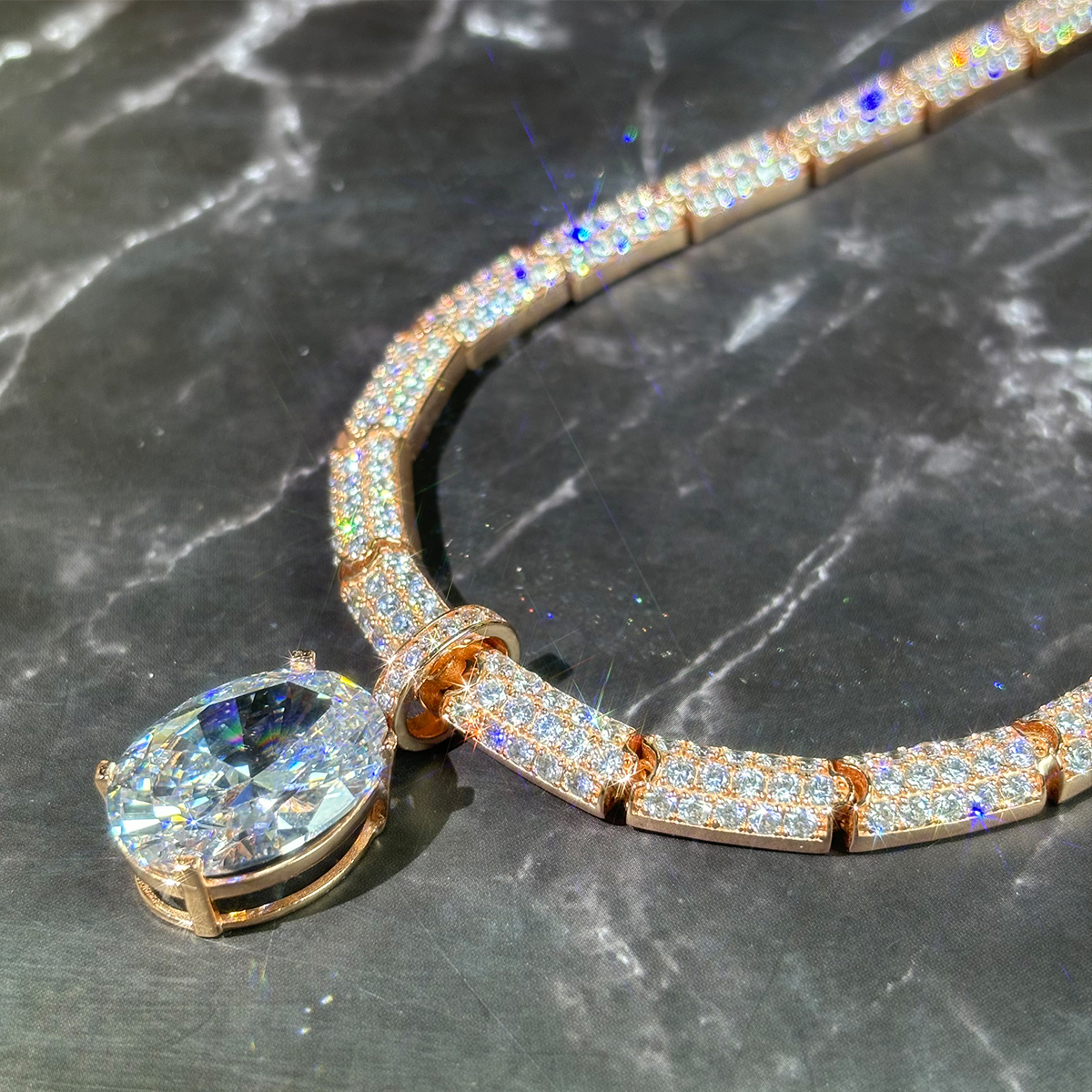 Luxury Oval Cut White Sapphire Choker Necklace