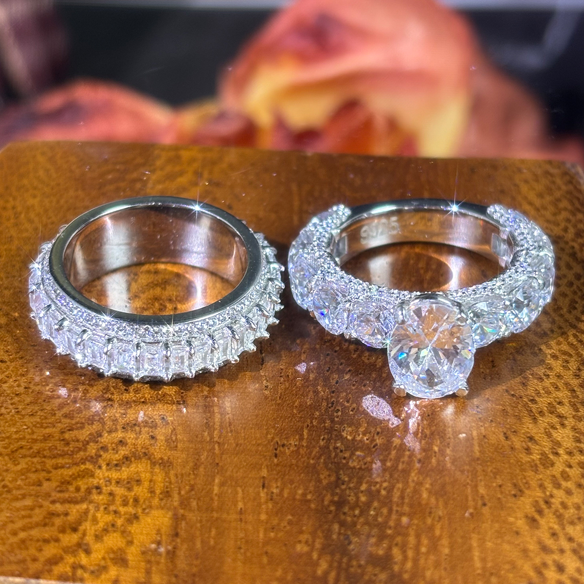 7ct Oval Cut White Sapphire Wedding Set