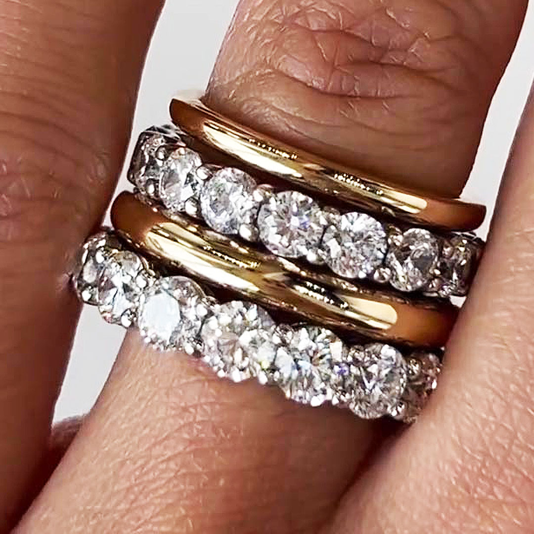 10ct Round Cut White Sapphire Wedding Set/4pcs