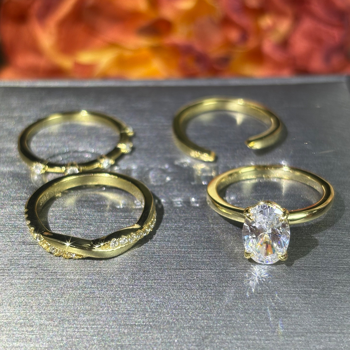 3ct Oval Cut White Sapphire Wedding Ring Set / 4-Piece