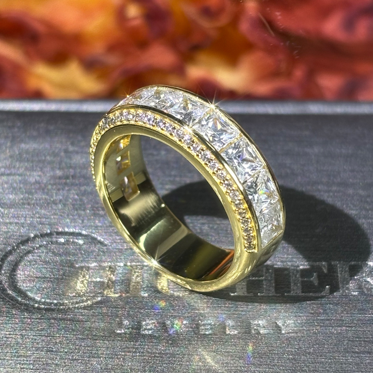 Classic Princess Cut White Sapphire Wedding Band