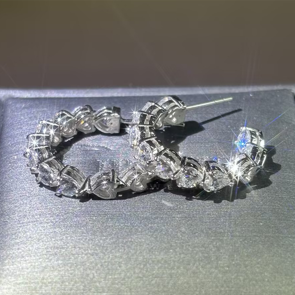 Heart Cut White Sapphire Hoop Earrings