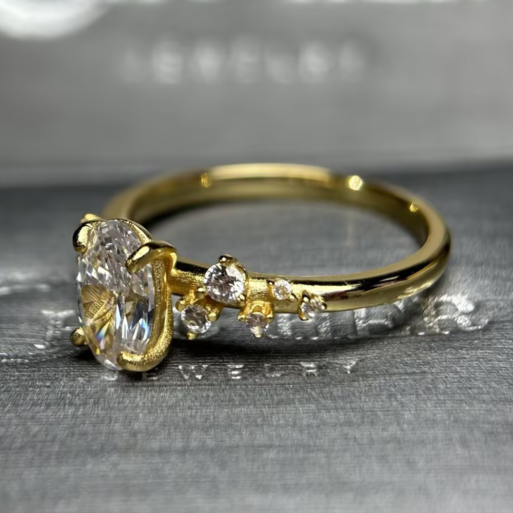 2ct Oval Cut White Sapphire Vine Engagement Ring