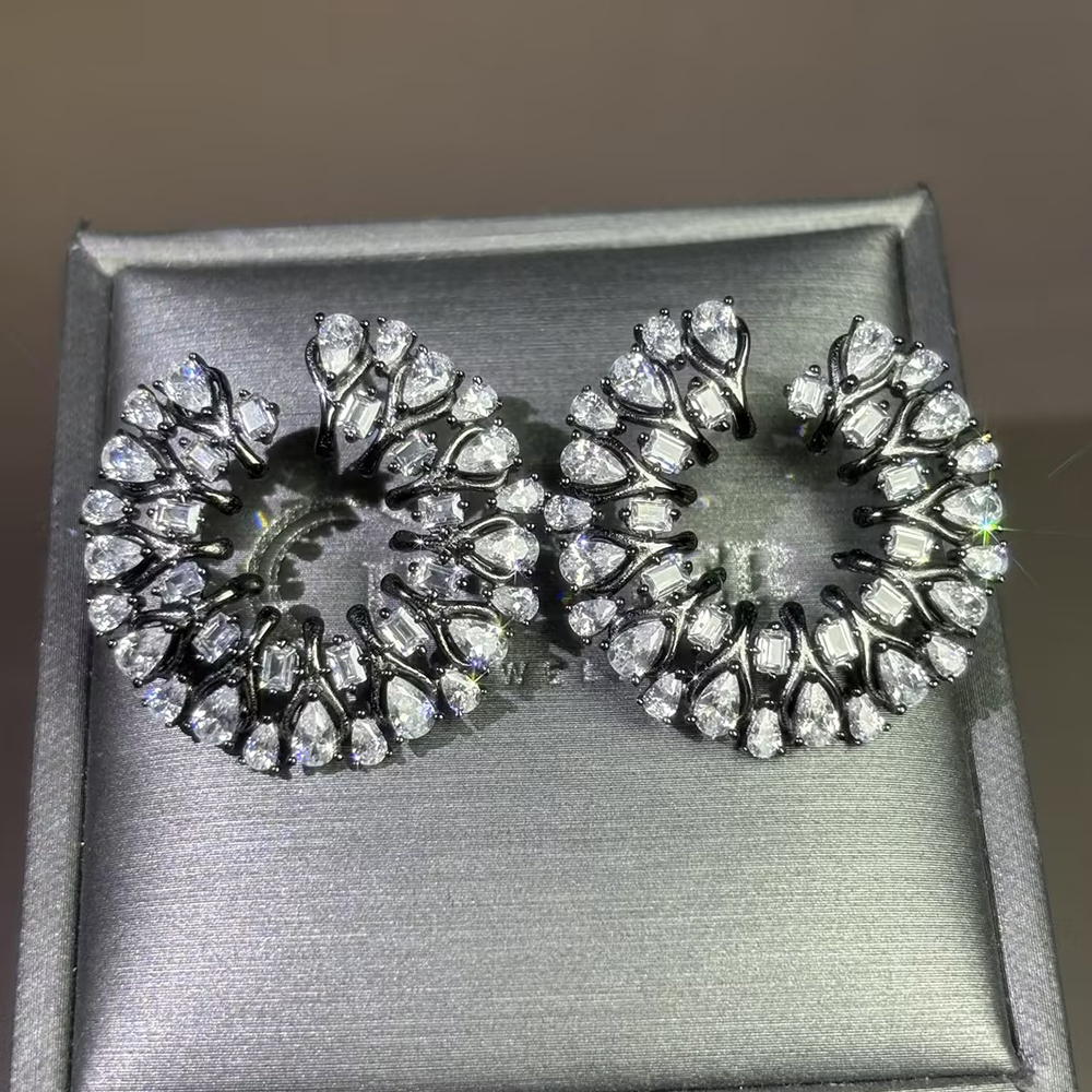 Pear & Emerald Cut White Sapphire Hoop Earrings