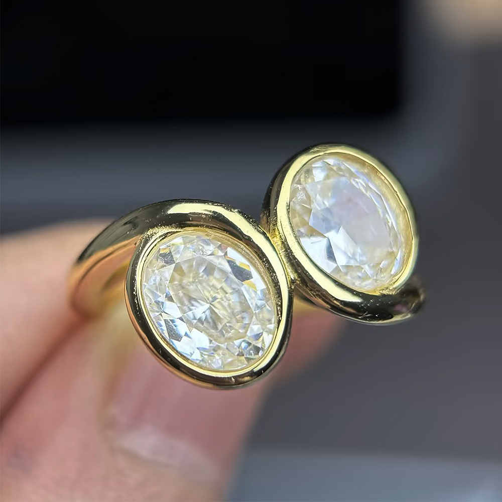 Toi et Moi Oval Cut Yellow Sapphire Engagement Ring