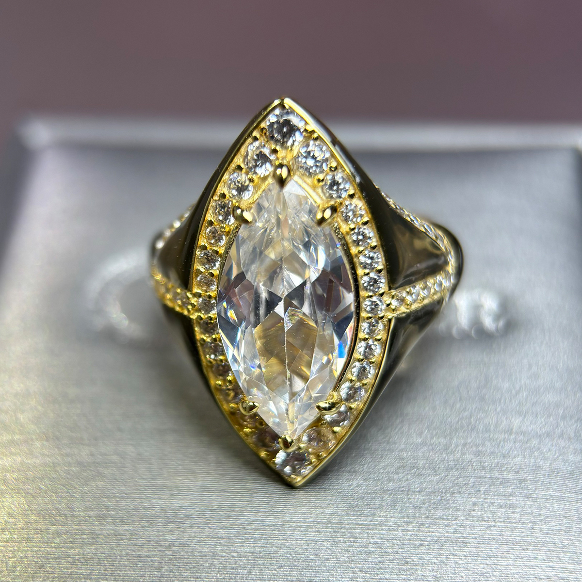 5ct Marquise Cut White Sapphire Engagement Ring