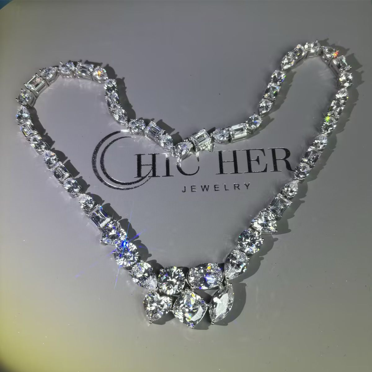 Brilliant Multi Cut White Sapphire Necklace