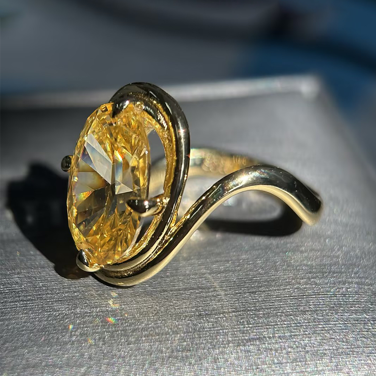 5ct Oval Cut Yellow Sapphire Solitaire Ring
