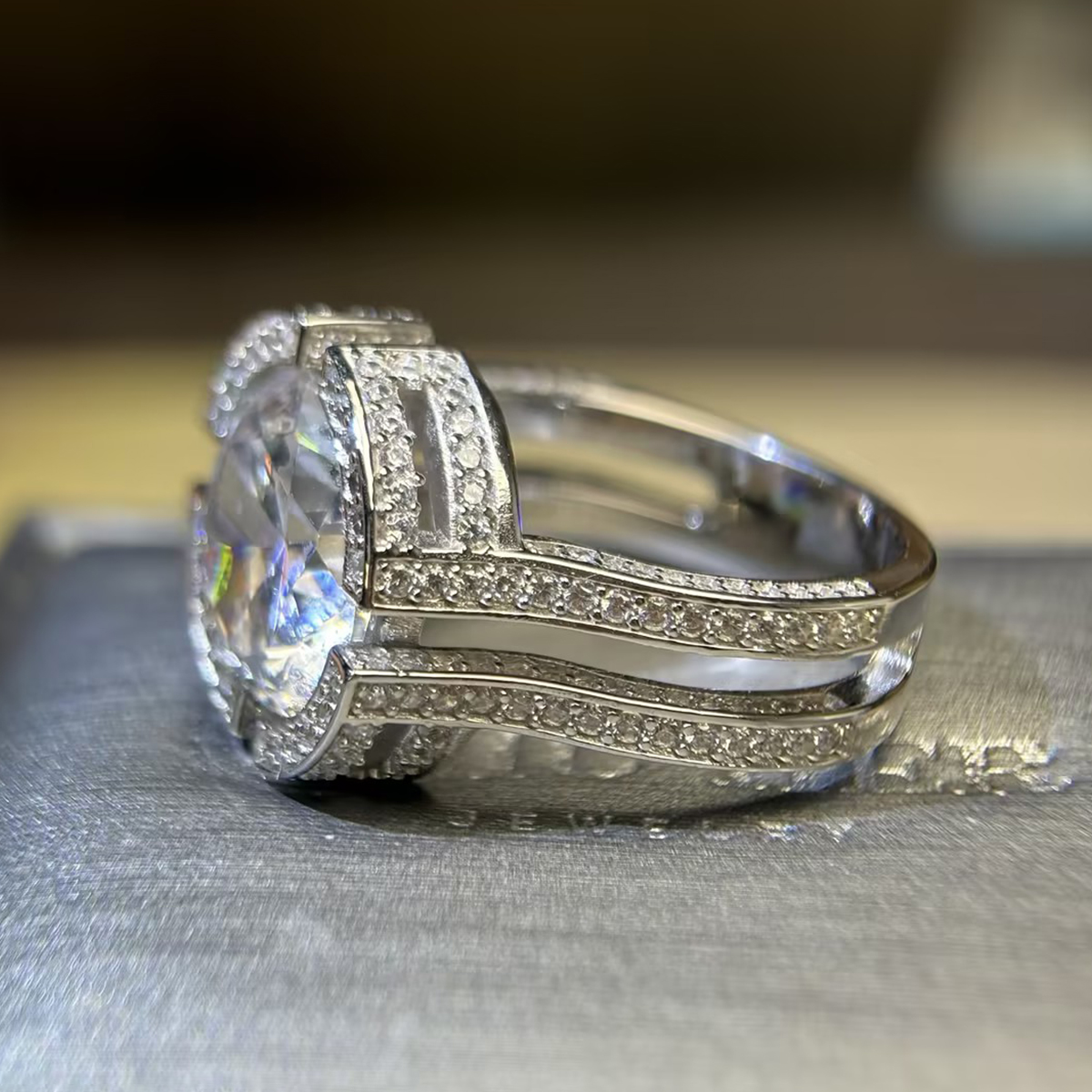 5ct Round Cut White Sapphire Cocktail Ring