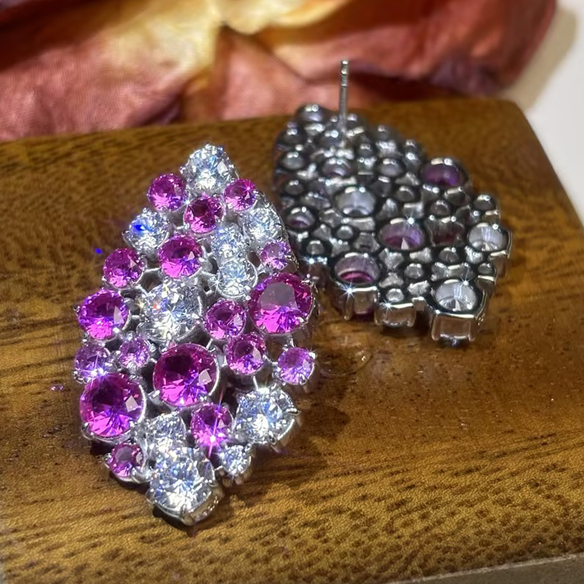 Whimsical Pastel 9ctw Round Cut Lavender & White Drop Earrings