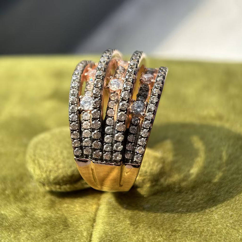 Round Cut  Multi-Row White Sapphire Eternity Ring