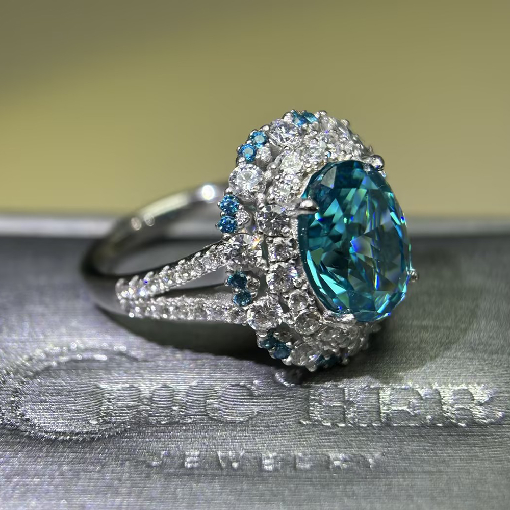 Paraiba Tourmaline & White Sapphire Double Halo Ring