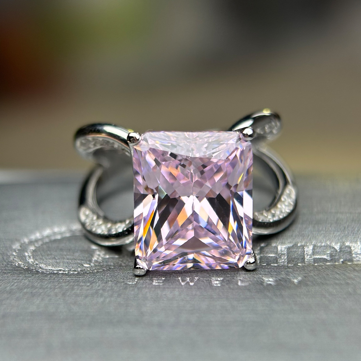 Elegant 5ct Radiant Cut Light Pink Sapphire Engagement Ring