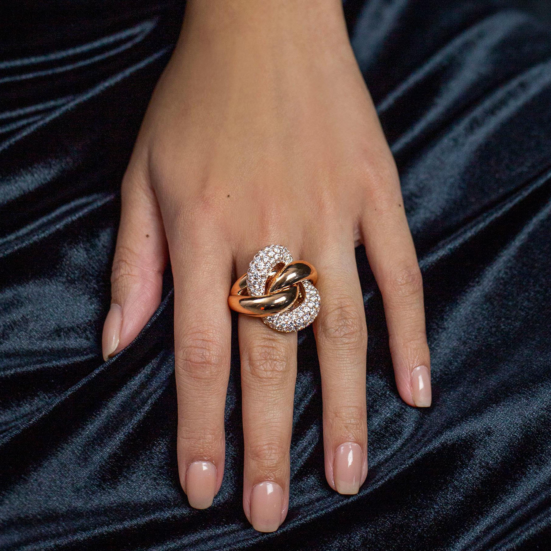 4.85ct Micro-pave Setting Round Cut White Sapphire Intertwined Cocktail Ring