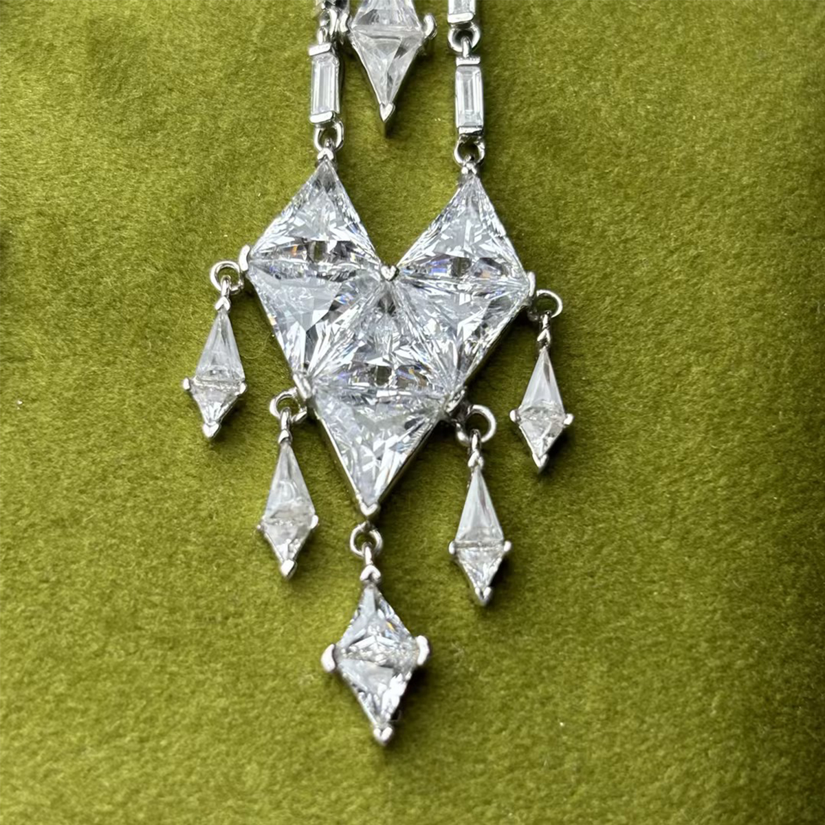 Art Deco Multi-Cut White Sapphire Chandelier Earrings
