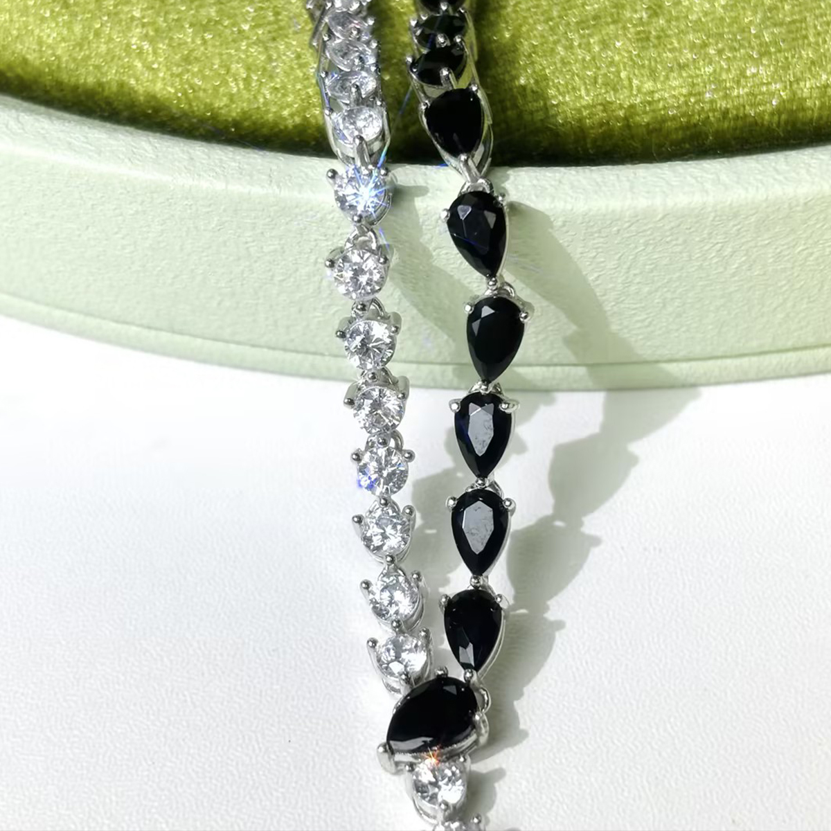 Two Tone Y-Necklace with Pear Cut Gemstones (5 Color Options)