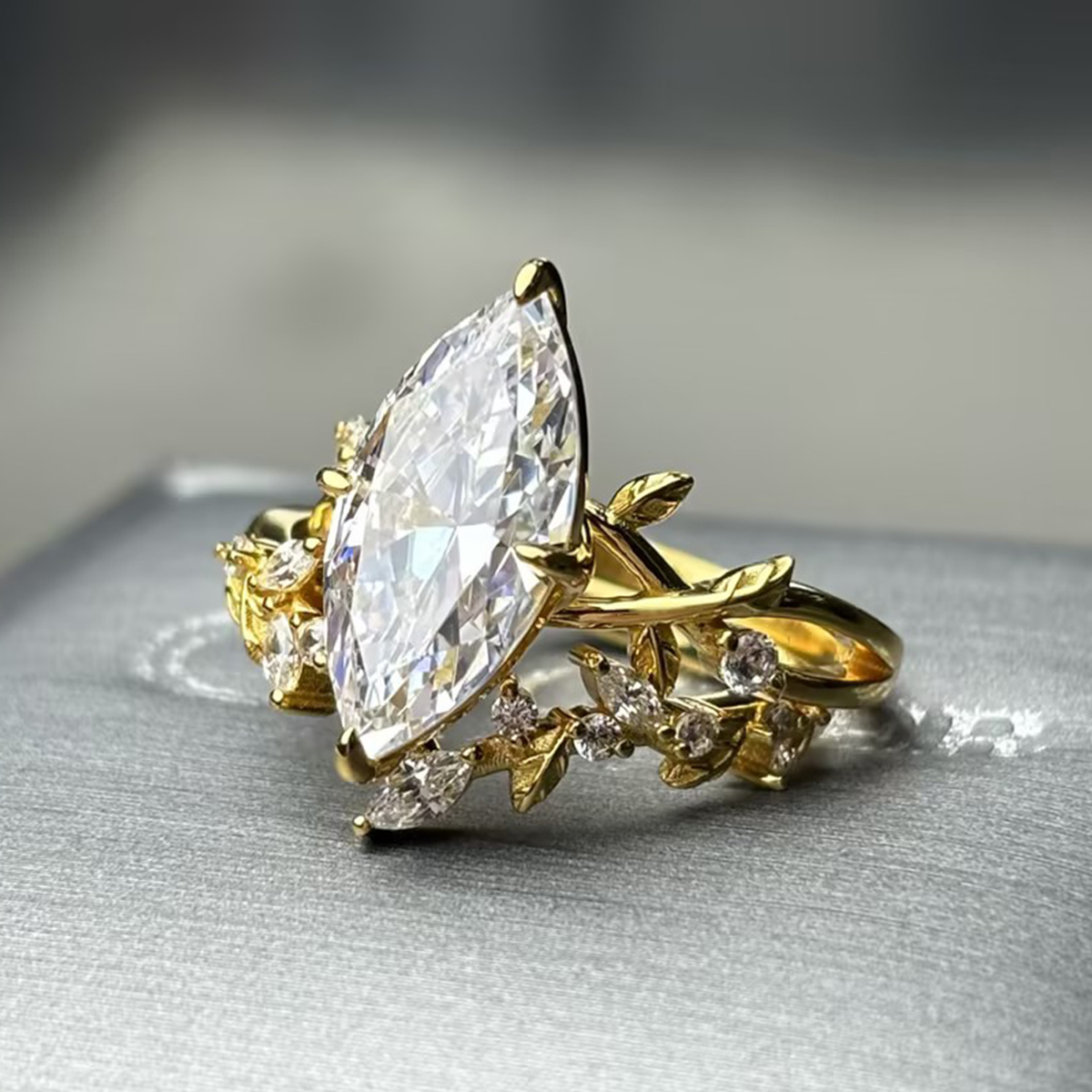 3ct Marquise Cut White Sapphire Wedding Set / 2-piece 