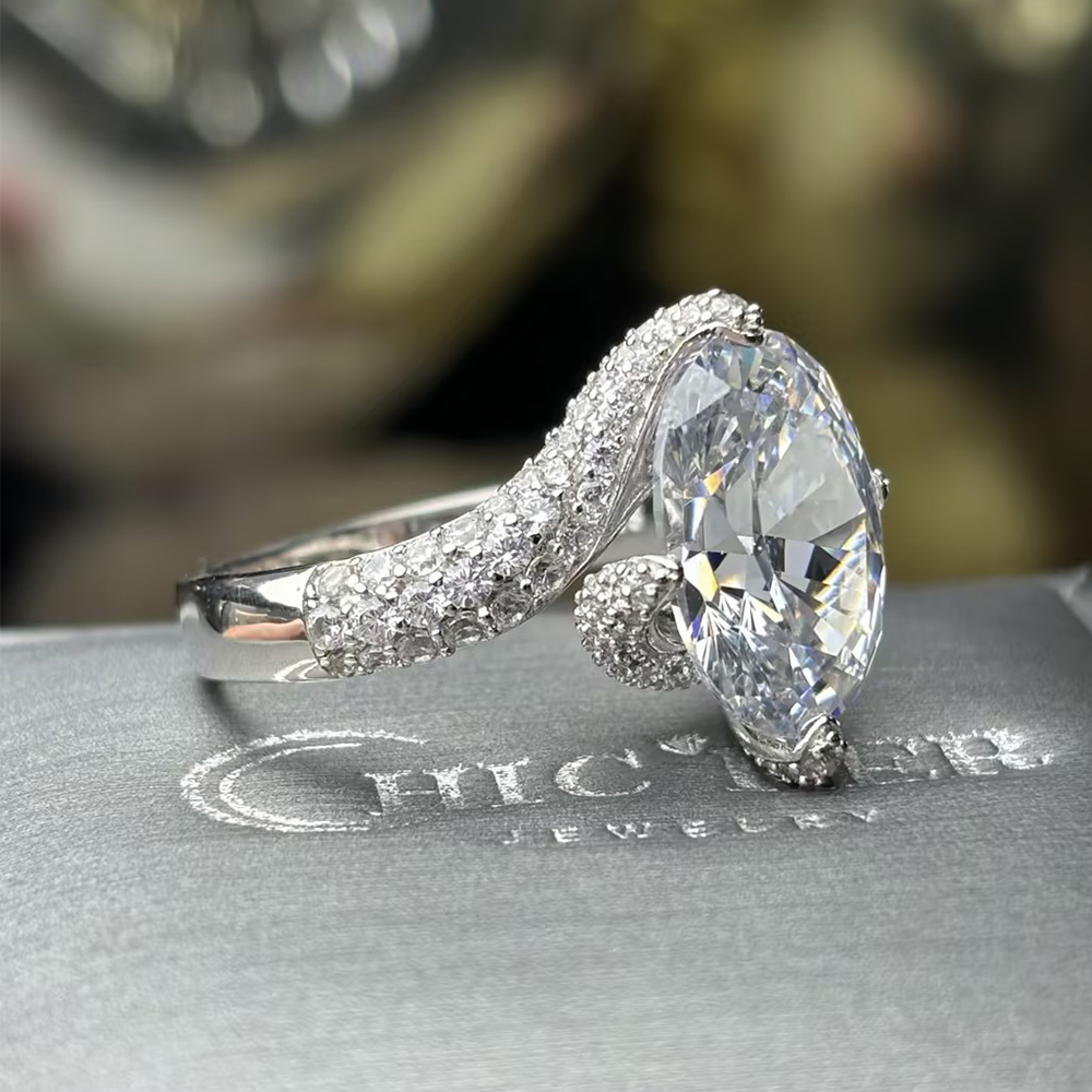 8ct Oval Cut White Sapphire Engagement Ring