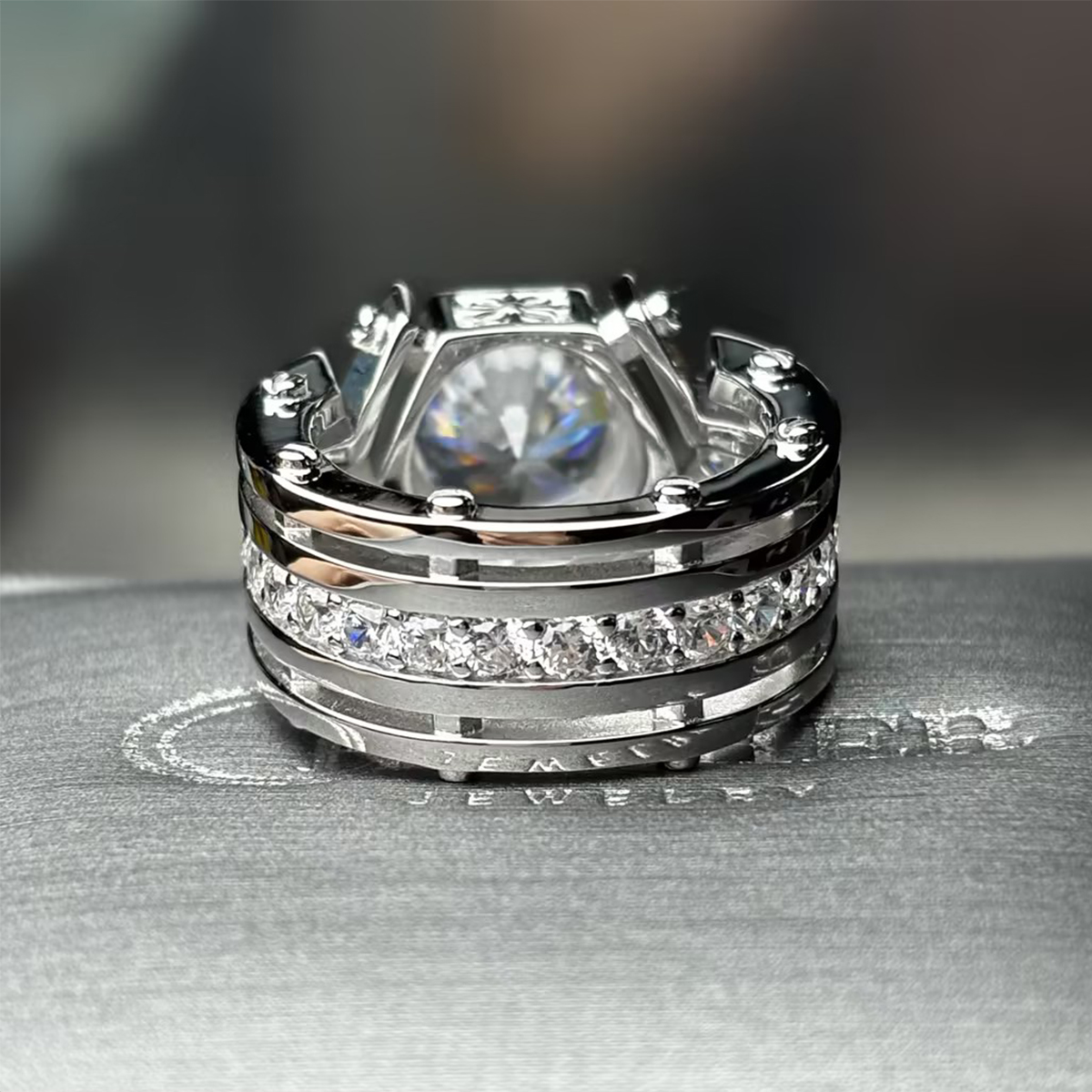 3ct Round Cut White Sapphire Men's Engagement Ring