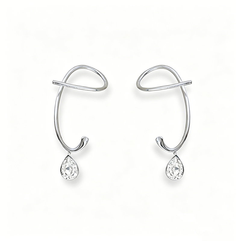 3ct Pear Cut Multi Color Sapphire Twist Hoop Ear Cuff Drop Earrings (3 Color Options)
